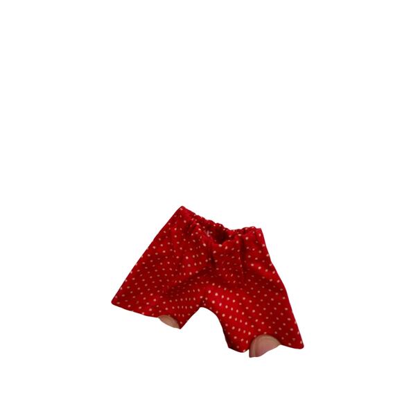 Red Polka Dot Doll Shorts Miniature Handmade Elastic Waist Vintage Style - Picture 1 of 2